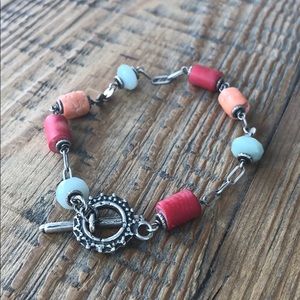 Coral & Gemstone Silver Bracelet from Discoveries